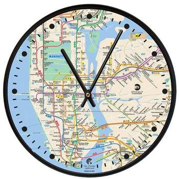 12.75" New York City Map Decorative Clock Black - The Chicago Lighthouse
