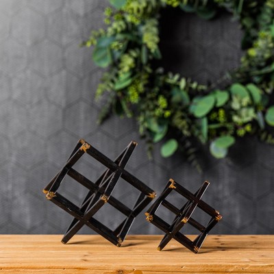Melrose Black and Gold Metal Star Sculptures, Set of 2