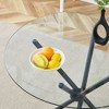 CAVINAS Modern Simple Dining Table with Ring-Shaped Gathered Silver Metal Legs, 36.6" Round Table with Circular Transparent Tempered Glass - 2 of 4