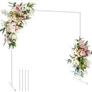 GARPROVM 6.6FT White Square Wedding Arch Stand Arbor for Outdoor Events - 1 of 4