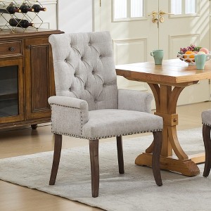 Kumasinova Luxury Chenille Fabric Dining Chairs with High Tufted Back,Set of 1,Elegant Rubberwood Club Chairs for Kitchen,300lbs Max - 1 of 4