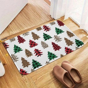 Leopard Buffalo Plaid Christmas Trees Bathroom Rugs Winter Bath Mat Absorbent Non Slip Bathroom Mat Christmas Soft Floor Carpet 16x20 Inches - 1 of 1
