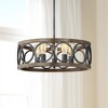 Franklin Iron Works Bronze Wood Finish Pendant Chandelier 21 1/4" Wide Rustic Farmhouse 5-Light Fixture Dining Room House Foyer Kitchen - 2 of 4
