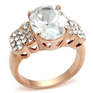 Slickblue Clear CZ Rose Gold Brass Ring with Pave Setting, Oval Cut - Women's Fashion Engagement Ring, Size 5-10 - 1 of 4