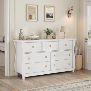 Nasitip Drawer Dresser-Boho Dresser with Curved Legs, Rattan Accents for Living Room, Bedroom Entryway or Balcony - 1 of 4