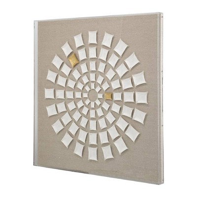 35" Square White and Gold Abstract Mandala Wall Art