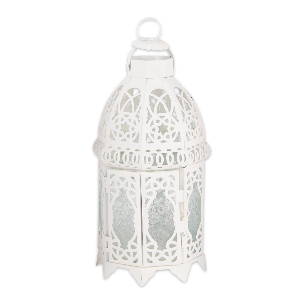 Photos - Figurine / Candlestick 12" Iron Lattice Outdoor Lantern White - Zingz & Thingz