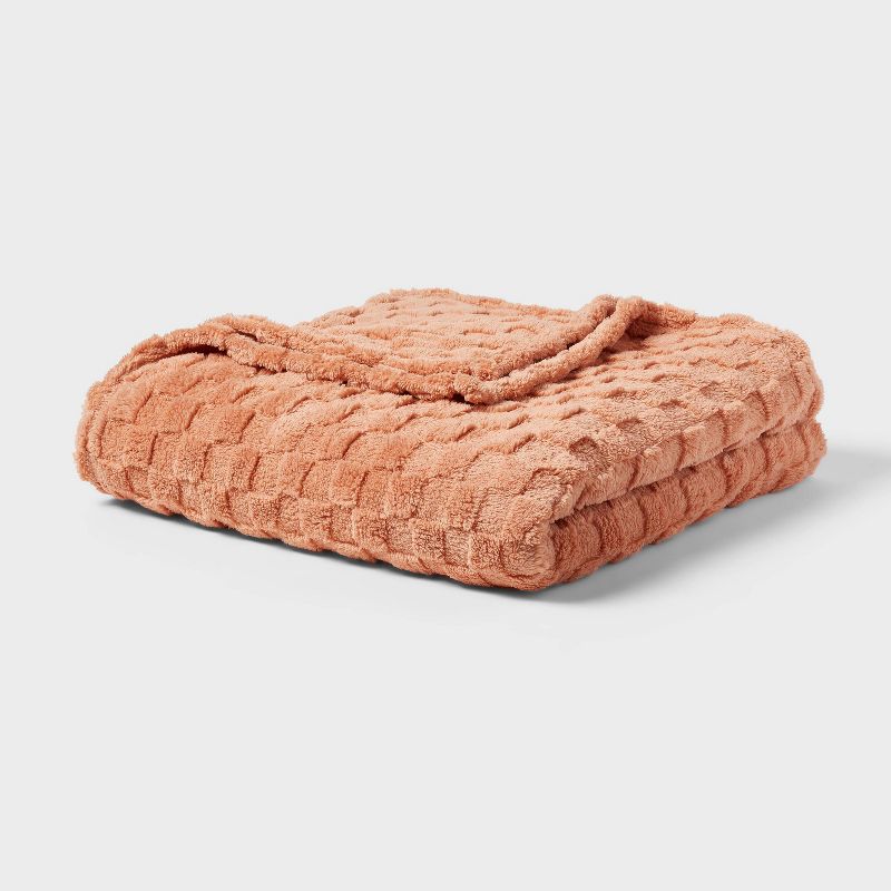 Checkered Faux Shearling Plush Blanket - Room Essentials™, 1 of 5