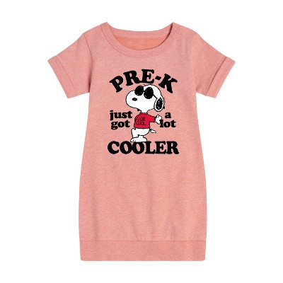 Girls' - Peanuts - Pre-K Just Got Cooler Graphic Short Sleeve Fleece Dress