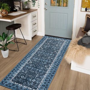 Vintage Rug Living Room Rug Floral Print Bedroom Rug Soft Non-Slip Low Pile Area Rug - 1 of 4