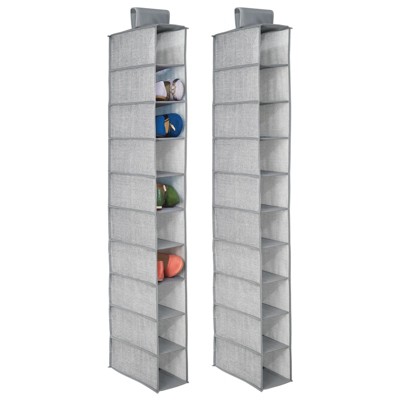 Mdesign Large 20 Shelf Compartments Fabric Over Rod Closet Hanging Storage  Unit - Gray : Target