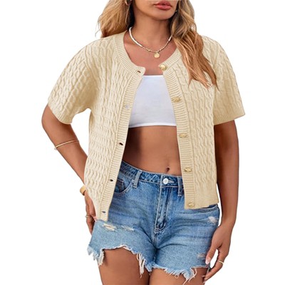 Women's Plus Size Summer Cardigan Sweater Short Sleeve Knit Open Front Beach Office Casual Tops
