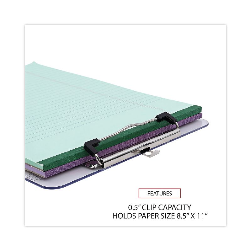 UNIVERSAL Plastic Clipboard with Low Profile Clip 1/2" Capacity Holds 8 1/2 x 11 Clear 40310, 4 of 9