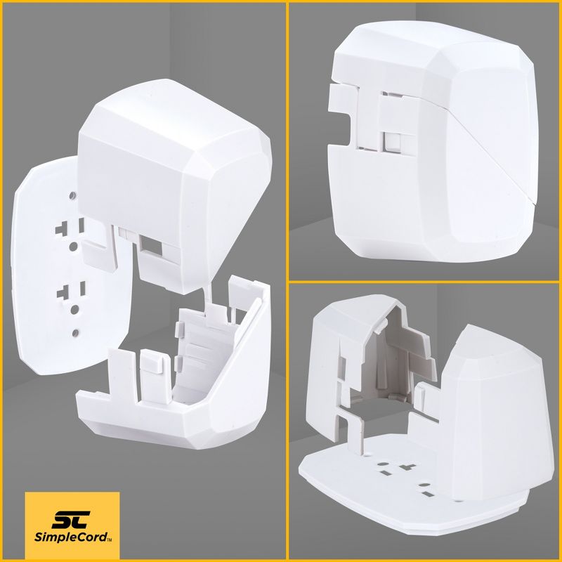 Outlet Cord Cover- Sliding Door Electrical Socket Protector- For Childproofing Safety & Prevents Unplugging- Deep Wall Receptacle Box by SimpleCord, 5 of 9