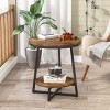 Syemin End Tables Industrial End Table with Storage Shelf, 2-Tier Round Side Table, Rustic Sturdy Nightstand, Bedside Table, Brown, 19.7"*19.7"*23.62" - 2 of 4