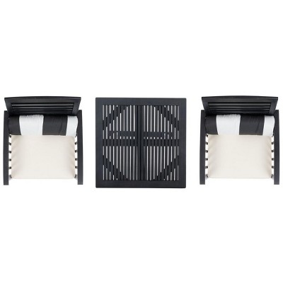 Sunset Terrace Chic Black Eucalyptus 3-Piece Bar Height Bistro Set