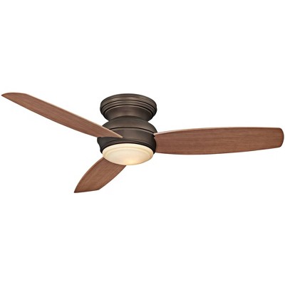 52" Minka Aire Vintage Hugger Outdoor Ceiling Fan with LED Light Oil Rubbed Bronze Maple Tinted Opal Glass Wet Rated for Patio
