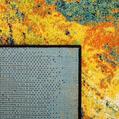 8' x 10' Blue Abstract Synthetic Non-slip Area Rug