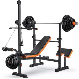 GIKPAL 800lbs 8-in-1 Adjustable Weight Bench Set with Lat Pull Down, Workout Bench Multi-Function Strength Training Bench Press Exercise Equipm - 1 of 4