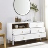 Okak Rustic Dresser for Bedroom with Wide Rattan Drawer, Wooden Chest Closet Storage Cabinet Organizer for Living Room Hallway Entryway - 2 of 4