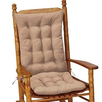 VCOMSOFT Rocking Chair Cushion ,Memory Foam Filled ,Premium Linen Non Slip  Upper & Lower with Ties, Cushions Set for Patio Furniture ,Outdoor, Dining  Room (Beige) 