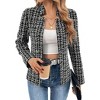 Coolmee Women's Tweed Blazers Long Sleeve Notch Collar Fully Lined Jackets Casual Business Fashionable Elegant Work Office Coats S Black - 2 of 4