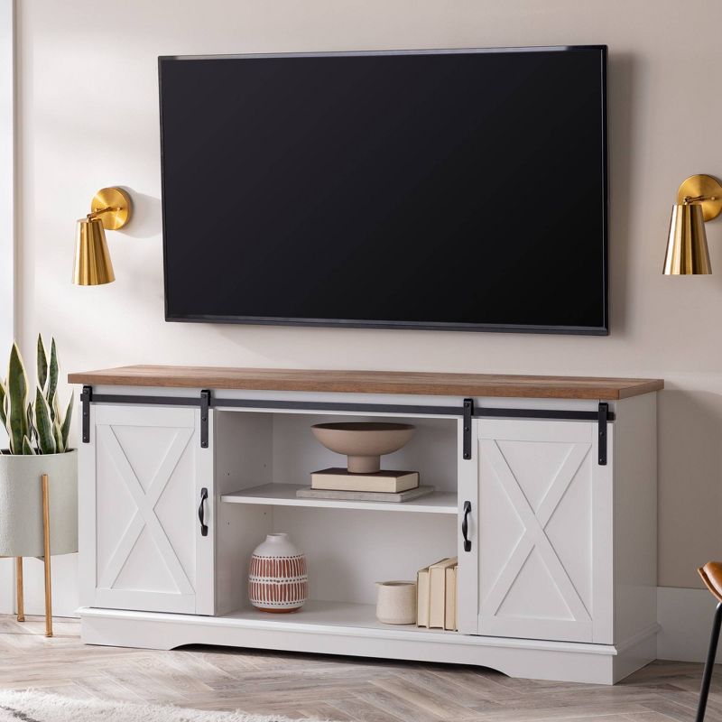 Modern Transitional Sliding Barndoor TV Stand for TVs up to 65"- Saracina Home, 3 of 25
