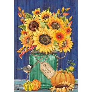 Fall Mason Jar Sunflowers Garden Flag 18" x 12.5" Briarwood Lane - 1 of 4