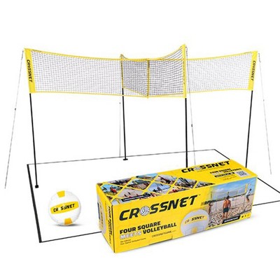 CROSSNET The Original 4 Square Volleyball Net and Backyard Yard Game set - Yellow