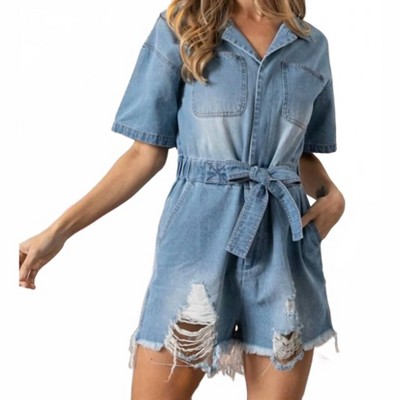 Women's Debbie Denim Romper - BiBi