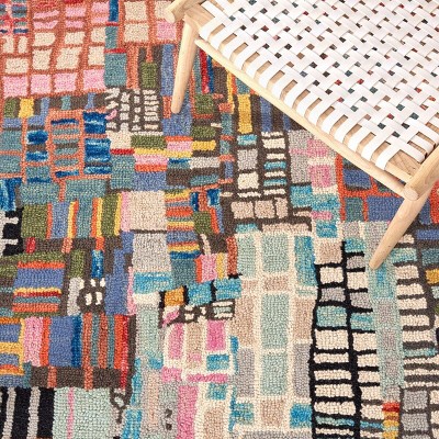 Handmade Abstract Multicolor Wool Square Area Rug