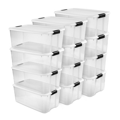 Sterilite Ultra Latch Box, Stackable Storage Bin with Lid, Plastic Container with Heavy Duty Latches to Organize