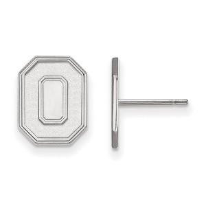 Black Bow Jewelry 10k White Gold Ohio State Buckeyes NCAA Post Earrings - 1 of 3