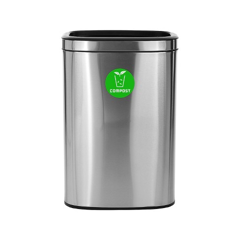 Alpine Industries Stainless Steel Rectangular Liner Open Top Commercial  Indoor Trash Can 5.3 Gallon