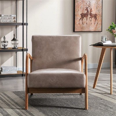 NicBex Mid-Century Modern Accent Chair with Plush Cushioning Upholstery Living Room Chair Comfy Chair Lounge Chair for Bedroom, Light Camel