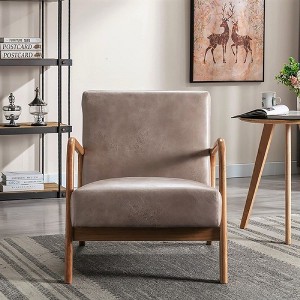 NicBex Mid-Century Modern Accent Chair with Plush Cushioning Upholstery Living Room Chair Comfy Chair Lounge Chair for Bedroom, Light Camel - 1 of 4