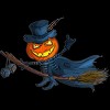 Junior's Design By Humans Halloween flying pumpkin By officegeekshop T-Shirt - 2 of 2