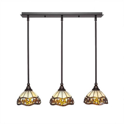 Toltec Lighting Any 3 - Light Chandelier in  Dark Granite with 7'' Roman Jewel Art Glass Shade