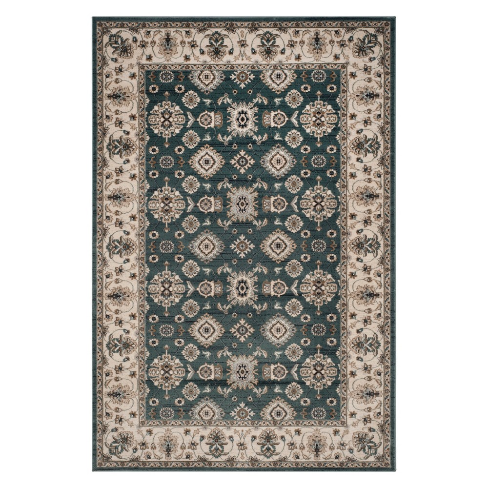 6'x9' Floral Loomed Area Rug Teal/Cream - Safavieh