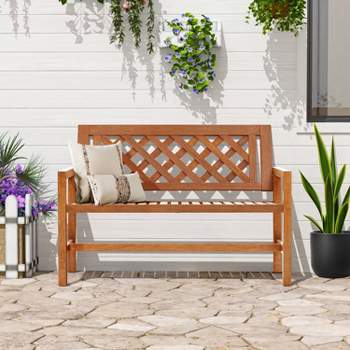 LuxenHome Laguna Solid Wood Outdoor Loveseat Park Bench