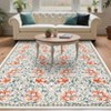 Floral Print Area Rugs Washable Vintage Accent Carpet, Non-Slip Oriental Floor Cover - 2 of 4