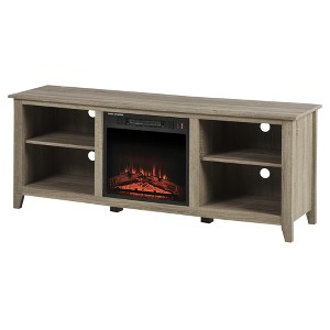 HOMCOM Electric Fireplace Mantel TV Stand, Media Console Center Cabinet with 2 Shelves, 4 Cable Management Holes and Fits up to 65" TV - 1 of 4