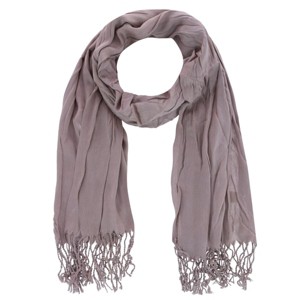 CTM Women's Solid Color Crinkle Tassel Scarf - 1 of 4