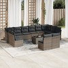 vidaXL 13 Piece Patio Sofa Set with Cushions Gray Poly Rattan - With Table - 2 of 4