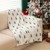 Lomsoe Christmas Tree Print Flannel Blanket - White with Black Pine Tree Design, All-Season Cozy Throw for Indoor/Outdoor Use. - 2 of 4