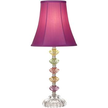 360 Lighting Bohemian Country Cottage Accent Table Lamp 21" High Orchid Stacked Glass Off White Bell Shade for Bedroom Living Room Bedside Nightstand