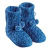 Collections Etc Lurex Cable Knit Slipper Boots with Fleece Lining, Fun Pom Poms, Extra Warm and Flexible, Mid-Calf - 2 of 3