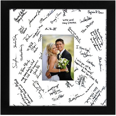 Wedding Signature Picture Frame - MDF with Lead Free Polished Glass - Wall Mounted - 14" x 14" - 1 or 10 Pack - Americanflat