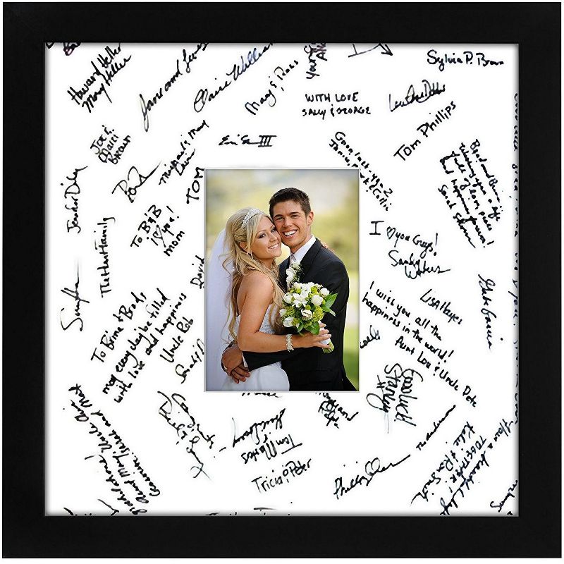 Americanflat 14x14 Wedding Picture Frame with Mat for 5x7, Black, 1 of 8