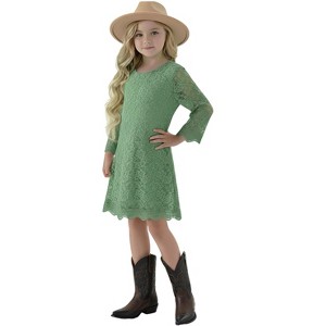 2Bunnies Girls' Boho Floral Lace Scalloped Hem Dress - 1 of 4